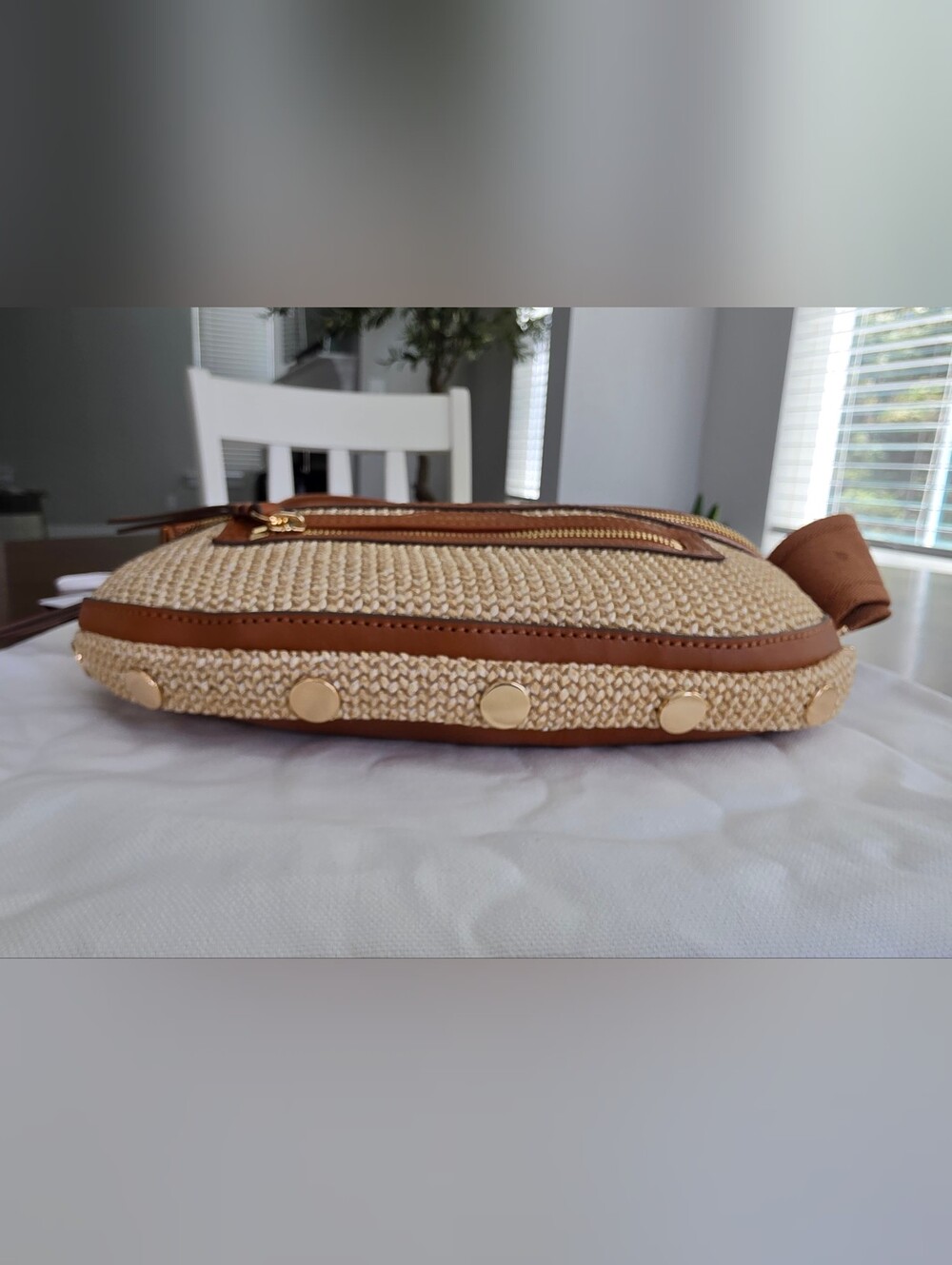 Hammitt Charles Cocoa Raffia Medium Sling Belt Bag - Picture 4 of 8